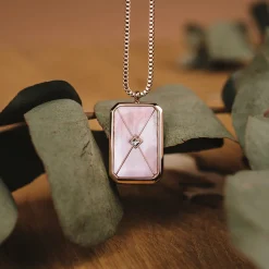 Holzkern Halsketten|Schmuck^Aquarell Halskette