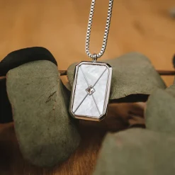 Holzkern Halsketten|Schmuck^Aquarell Halskette