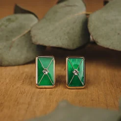 Holzkern Ohrringe|Schmuck^Aquarell Ohrringe