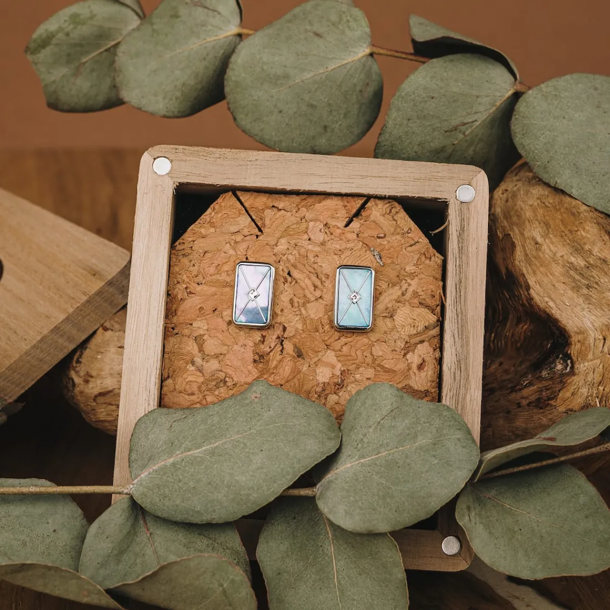 Holzkern Ohrringe|Schmuck^Aquarell Ohrringe