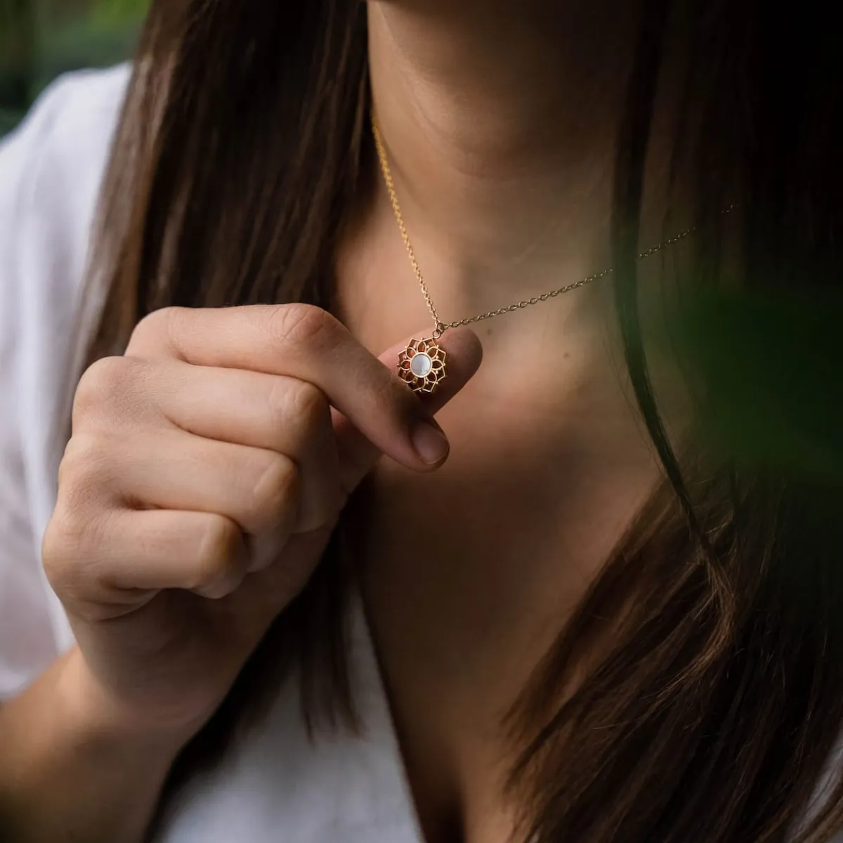 Holzkern Halsketten|Schmuck^Composition Halskette