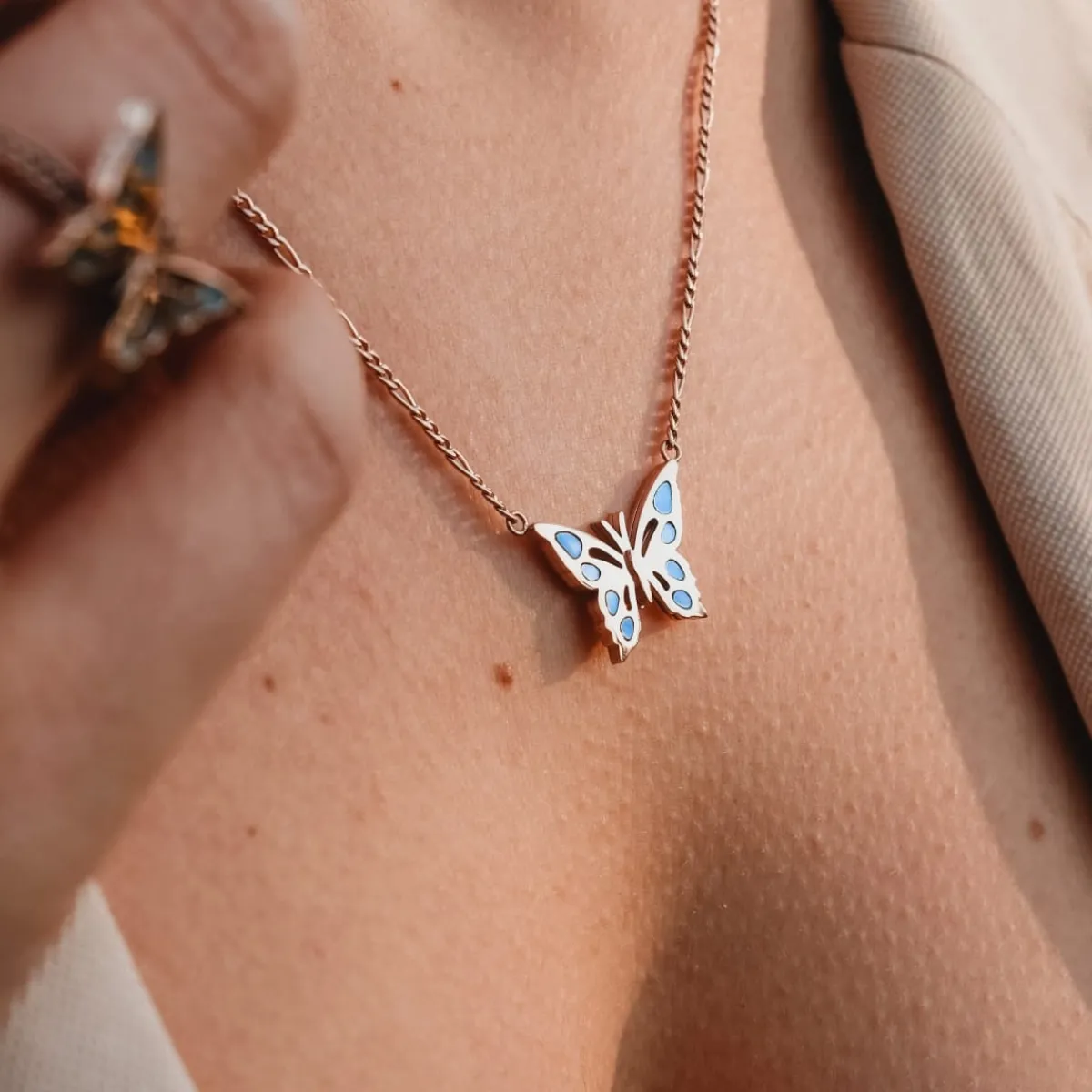 Holzkern Halsketten|Schmuck^Fritillary Halskette