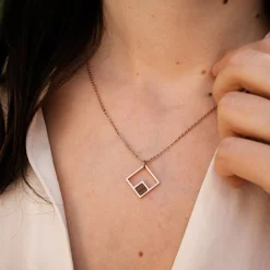 Holzkern Halsketten|Schmuck^Geometric Halskette
