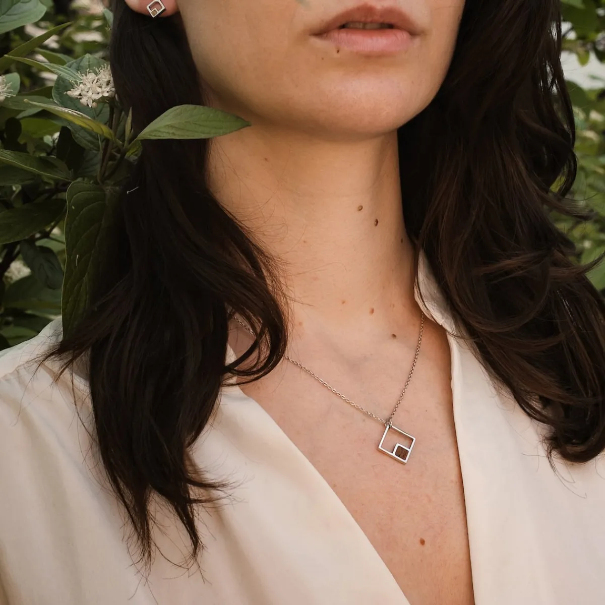 Holzkern Halsketten|Schmuck^Geometric Halskette