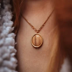 Holzkern Halsketten|Schmuck^Mirror Halskette