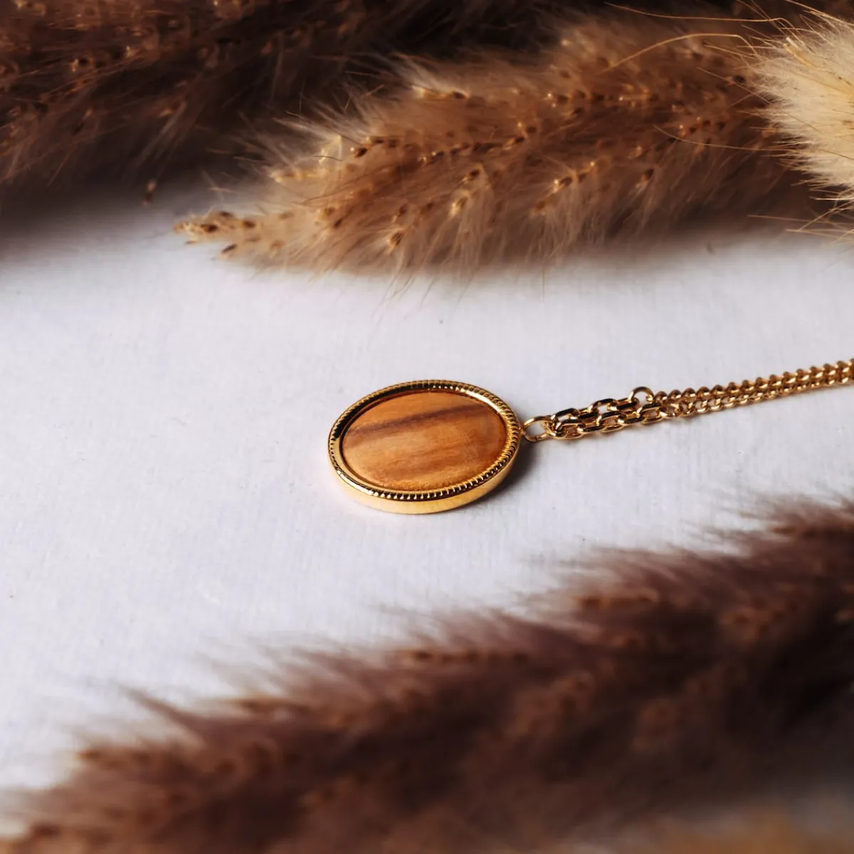 Holzkern Halsketten|Schmuck^Mirror Halskette