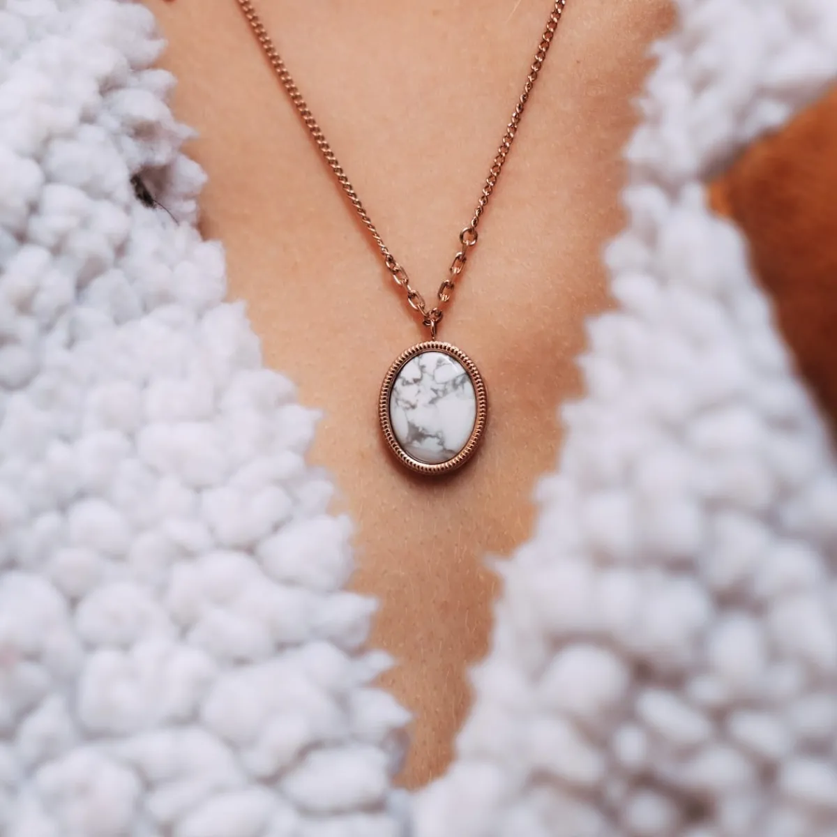 Holzkern Halsketten|Schmuck^Mirror Halskette