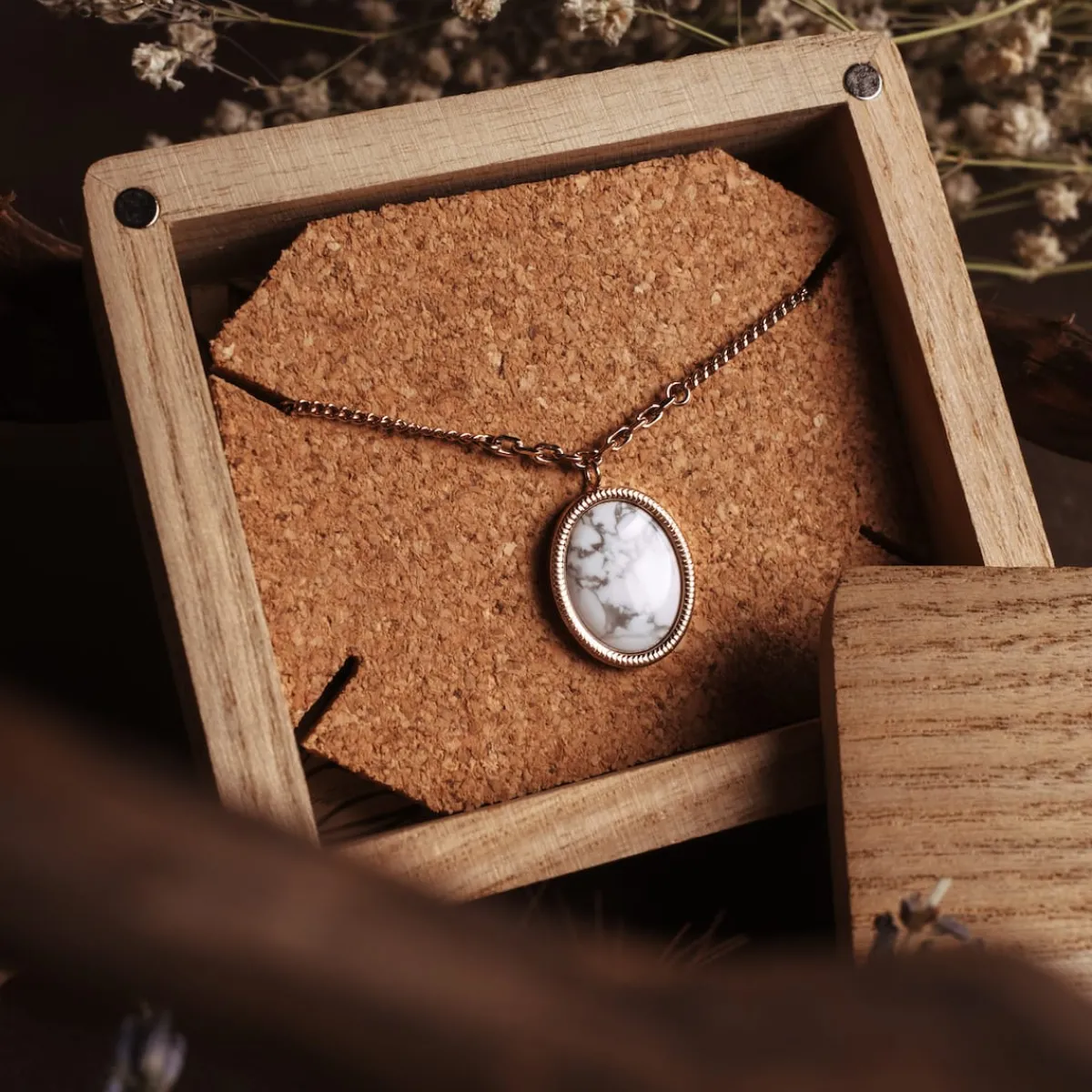 Holzkern Halsketten|Schmuck^Mirror Halskette