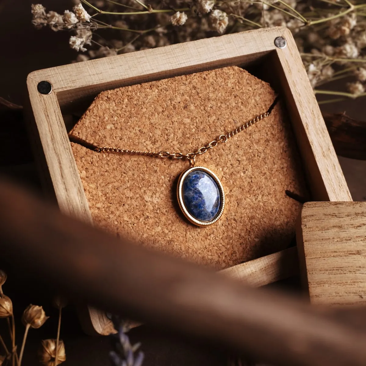 Holzkern Halsketten|Schmuck^Mirror Halskette
