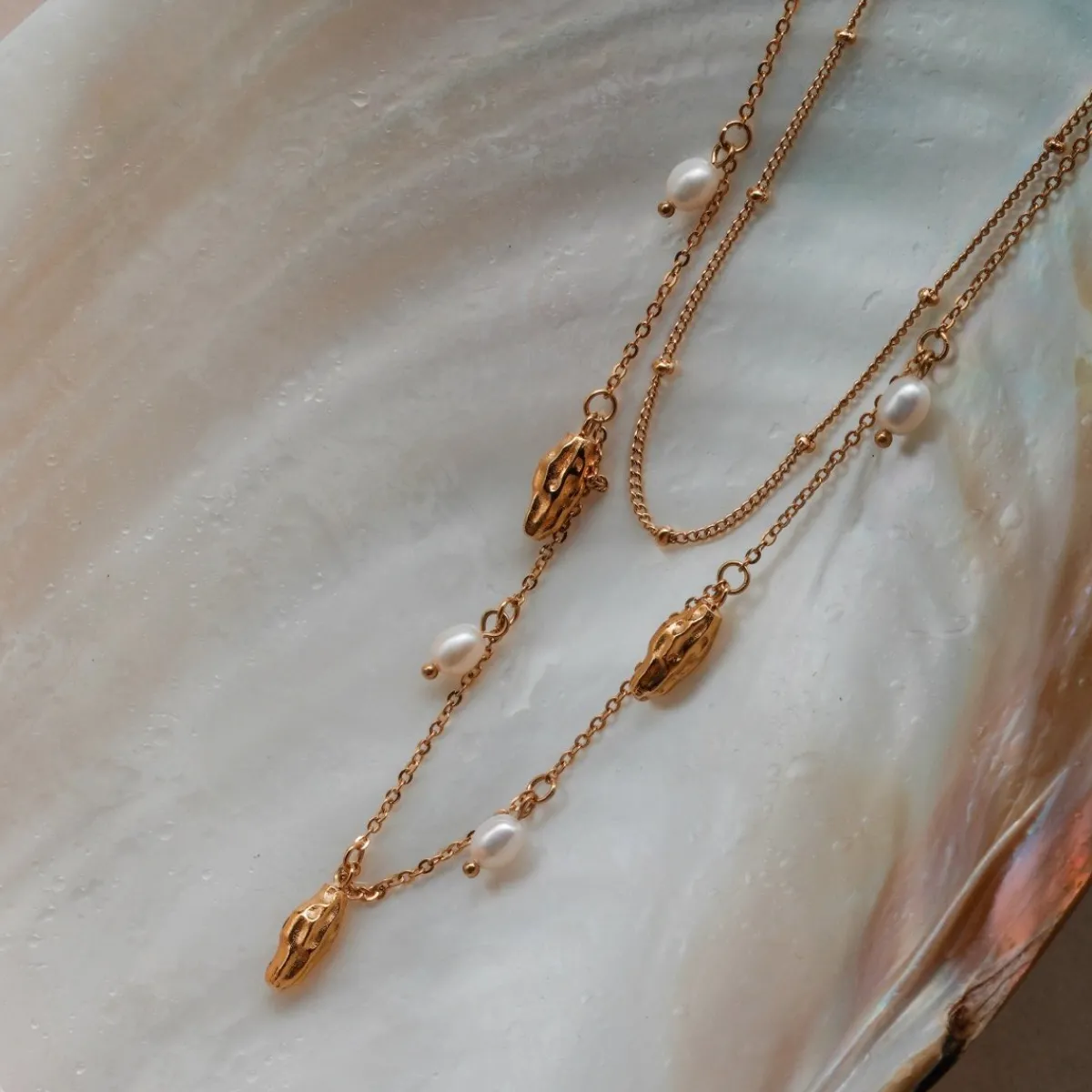 Holzkern Halsketten|Schmuck^Summersweet Doppelkette