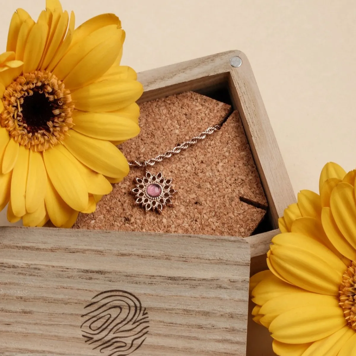 Holzkern Halsketten|Schmuck^Suncatcher Halskette