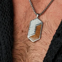 Holzkern Halsketten|Schmuck^Zigzag Halskette