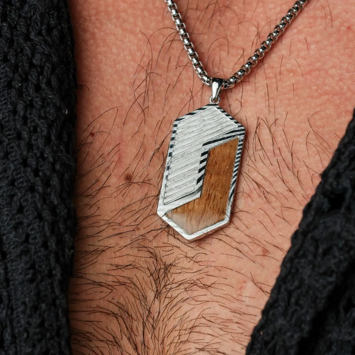 Holzkern Halsketten|Schmuck^Zigzag Halskette
