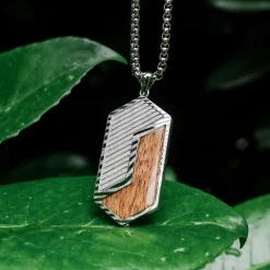 Holzkern Halsketten|Schmuck^Zigzag Halskette