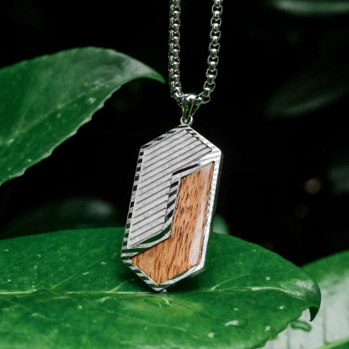 Holzkern Halsketten|Schmuck^Zigzag Halskette