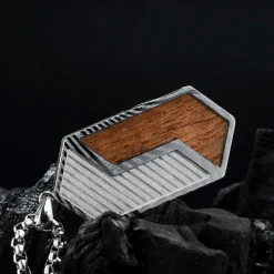 Holzkern Halsketten|Schmuck^Zigzag Halskette