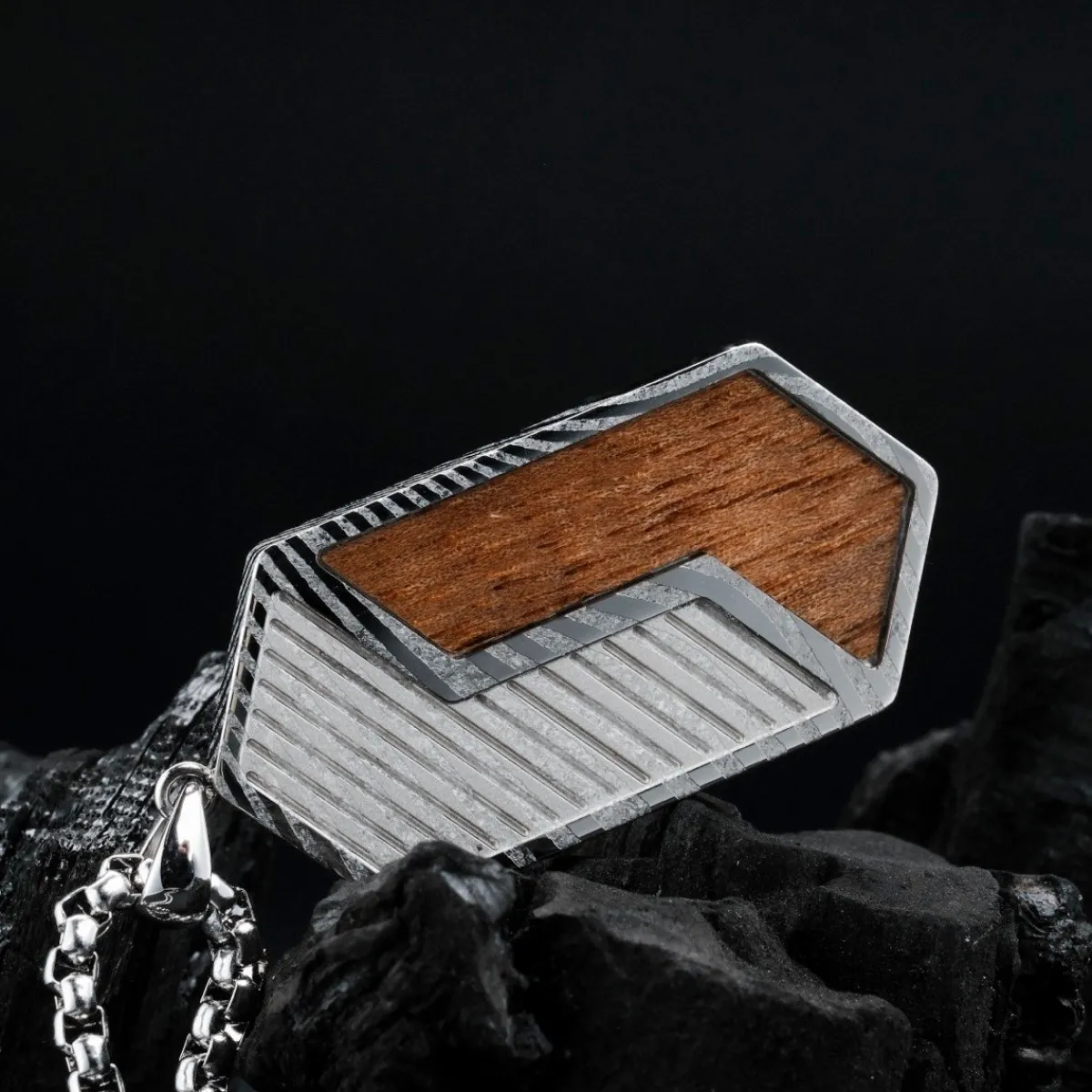 Holzkern Halsketten|Schmuck^Zigzag Halskette