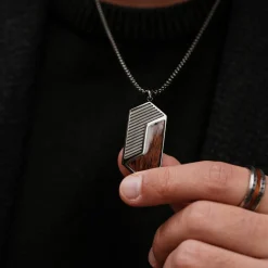 Holzkern Halsketten|Schmuck^Zigzag Halskette