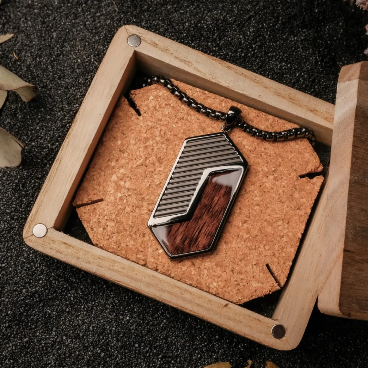 Holzkern Halsketten|Schmuck^Zigzag Halskette
