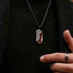 Holzkern Halsketten|Schmuck^Zigzag Halskette