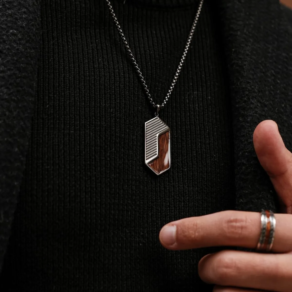 Holzkern Halsketten|Schmuck^Zigzag Halskette