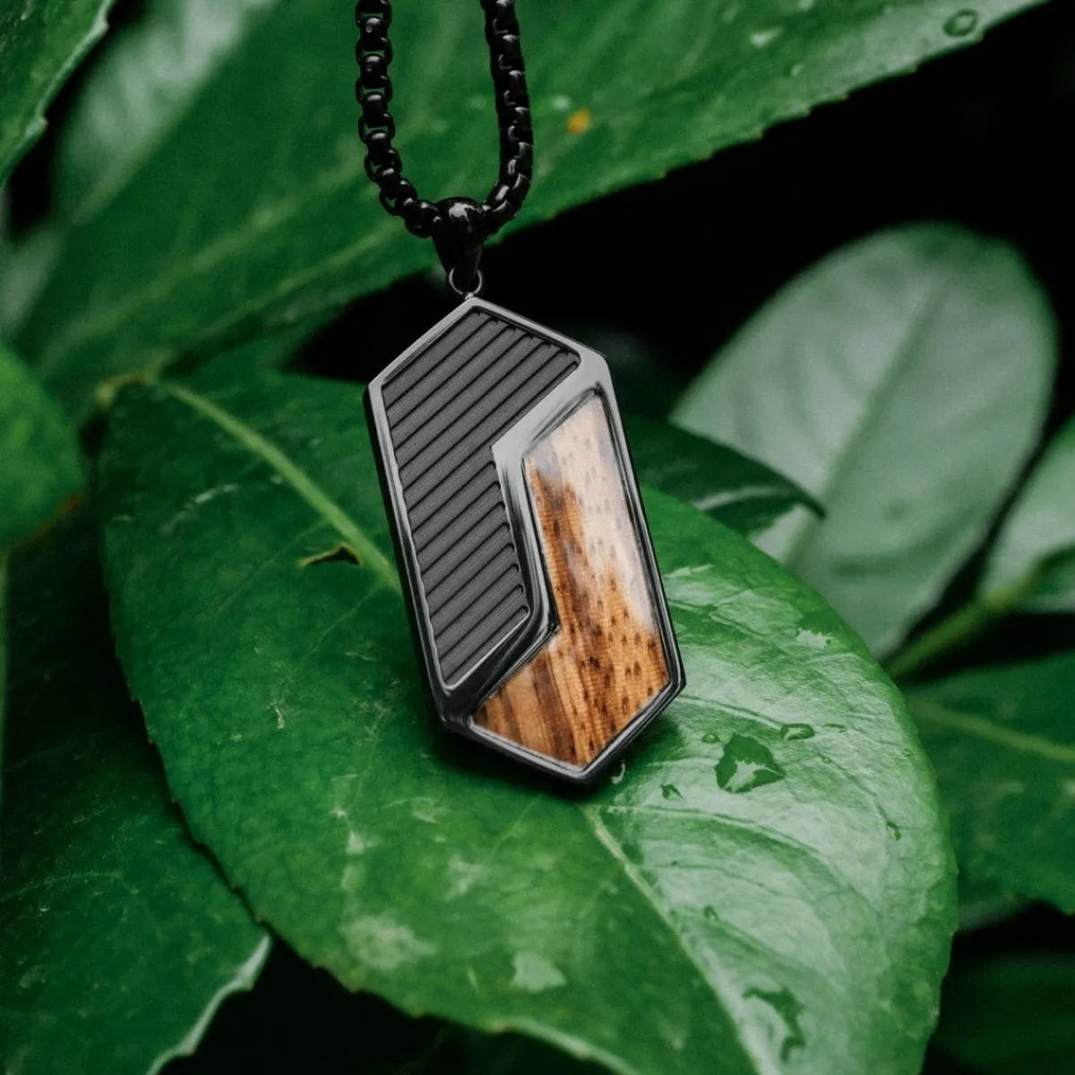 Holzkern Halsketten|Schmuck^Zigzag Halskette